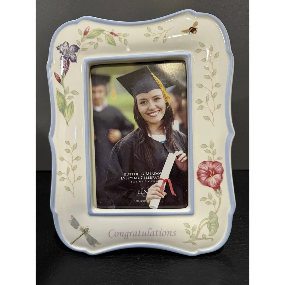 Lenox Butterfly Meadow Floral Photo Frame 5x7 Porcelain Open Box 9